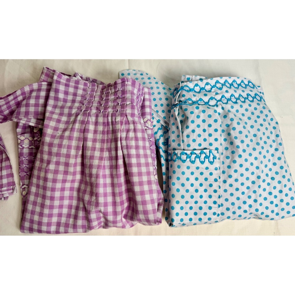 VTG Pinup Half Aprons 1950s Blue & Purple Gingham Pocket RikRack Retro Kitchen - Picture 12 of 12